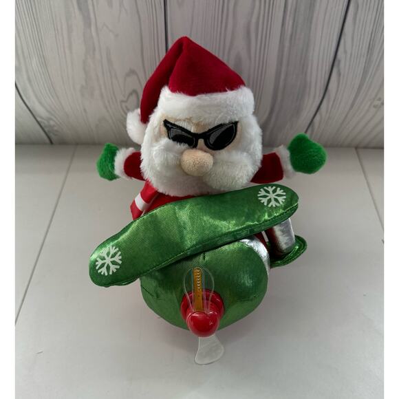 Gemmy Animated Airplane Santa Plush Musical Singing Light Up Toy - Picture 1 of 6